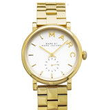 Marc Jacobs Baker White Dial Gold Stainless Steel Strap Watch for Women - MBM3243