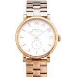 Marc Jacobs Baker White Dial Rose Gold Stainless Steel Strap Watch for Women - MBM3244