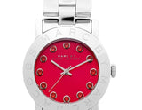 Marc Jacobs Amy Red Dial Silver Stainless Steel Strap Watch for Women - MBM3333