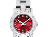 Marc Jacobs Amy Red Dial Silver Stainless Steel Strap Watch for Women - MBM3335