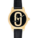 Marc Jacobs Corie Black Dial Black Leather Strap Watch for Women - MJ1580