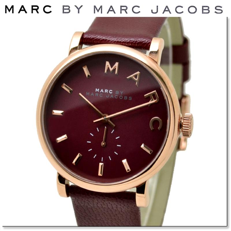 Marc Jacobs Baker Maroon Dial Maroon Leather Strap Watch for Women - MBM1271