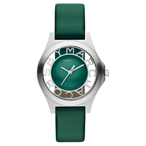 Marc Jacobs Henry Skeleton Green Dial Green Leather Strap Watch for Women - MBM1336