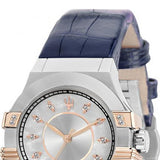 Maserati Potenza Diamonds Silver Dial Blue Leather Strap Watch For Women - R8851108502