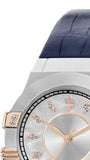 Maserati Potenza Diamonds Silver Dial Blue Leather Strap Watch For Women - R8851108502