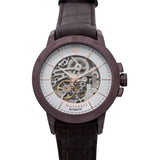 Maserati Ingegno Automatic White Skeleton Dial Brown Leather Strap Watch For Men - R8821119003