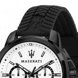 Maserati Successo 44mm White Dial Black Silicone Strap Watch For Men - R8871621010