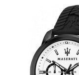 Maserati Successo 44mm White Dial Black Silicone Strap Watch For Men - R8871621010