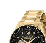 Maserati SFIDA Black Dial Yellow Gold Toned Watch For Men - R8823140003