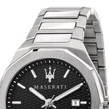 Maserati Stile Analog Black Dial Silver Steel Strap Watch For Men - R8853142003