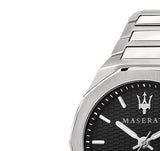 Maserati Stile Analog Black Dial Silver Steel Strap Watch For Men - R8853142003