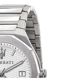 Maserati Stile 3H White Dial Silver Steel Strap Watch For Men - R8853142005