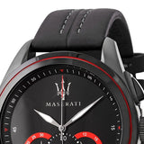 Maserati Traguardo Chronograph Black Dial Black Leather Strap Watch for Men - R8871612023