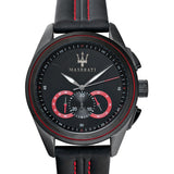 Maserati Traguardo Chronograph Black Dial Black Leather Strap Watch for Men - R8871612023