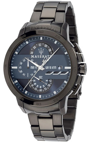 Maserati Ingegno Tachymeter Blue Dial Black Steel Strap Watch For Men - R8873619001