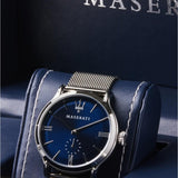 Maserati Epoca Blue Dial Silver Mesh Bracelet Watch For Men - R8853118006