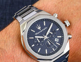 Maserati Stile Blue Dial Silver Steel Strap Watch For Men - R8873642006