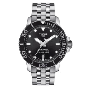 Tissot Seastar 1000 Powermatic 80 Black Dial Silver Steel Strap Watch For Men - T120.407.11.051.00
