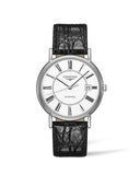 Longines Presence 38.5mm Automatic White Dial Black Leather Strap Watch for Men - L4.921.4.11.2