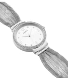 Guess Chiffon Silver Dial Silver Mesh Bracelet Watch For Women - W1083L1