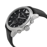 Emporio Armani Classic Chronograph Black Dial Black Leather Strap Watch For Men - AR0431