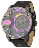 Diesel Badass Chronograph Anthracite Dial Black Leather Strap Watch For Men - DZ7270