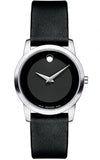 Movado Museum Classic Black Dial Black Leather Strap Watch For Women - 0606503