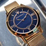 Maserati Epoca Blue Dial Rose Gold Mesh Strap Watch For Women - R8853118503