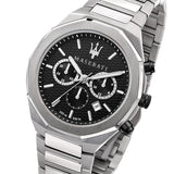 Maserati Stile Chronograph Black Dial Silver Steel Strap Watch For Men - R8873642004