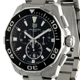 Tag Heuer Aquaracer Quartz Chronograph Black Dial Silver Steel Strap Watch for Men - CAY111A.BA0927