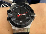 Maserati Potenza Black Dial Black Leather Strap Watch For Men - R8851108001