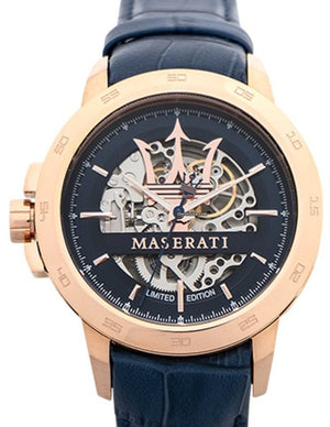 Maserati Automatic Blue Dial Blue Leather Strap Watch For Men - R8821119005