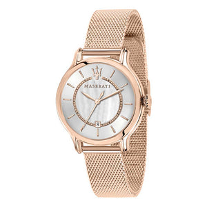 Maserati Epoca Mother of Pearl Dial Rose Gold Mesh Strap Watch For Women - R8853118506