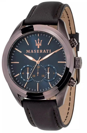 Maserati Traguardo Chronograph Blue Dial Brown Leather Strap Watch For Men - R8871612008