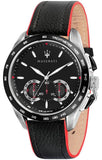 Maserati Traguardo Black Dial Black Leather Strap Watch For Men - R8871612028