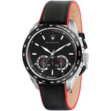 Maserati Traguardo Black Dial Black Leather Strap Watch For Men - R8871612028