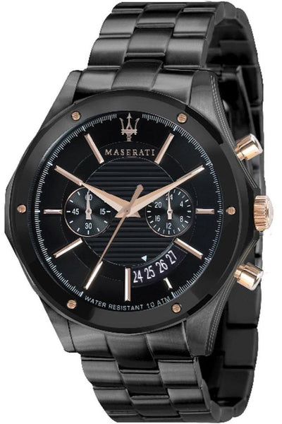 Maserati Circuito Black Dial Black Steel Strap Watch For Men