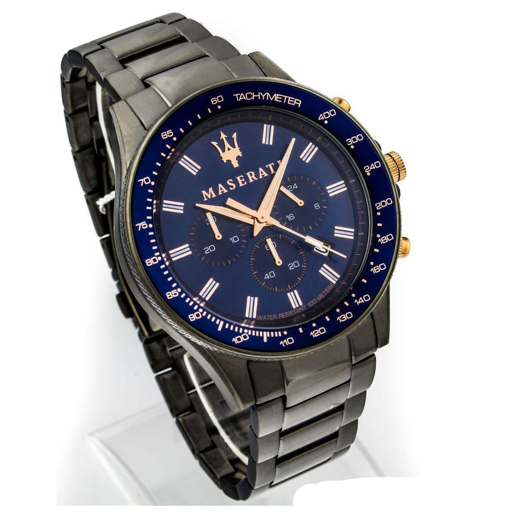 Maserati SFIDA Chronograph Blue Dial Stainless Steel Watch For Men