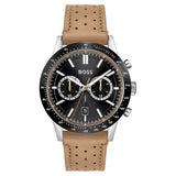 Hugo Boss Allure Black Dial Brown Leather Strap Watch for Men - 1513964