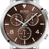 Hugo Boss Spirit Brown Dial Silver Mesh Bracelet Watch for Men - 1513694