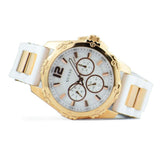 Guess Intrepid White Dial Two Tone Silicone Strap Watch For Women - W0325L6