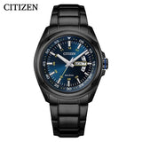 Citizen Eco Drive Blue Dial Black Steel Strap Watch For Men - AW0024-58LB