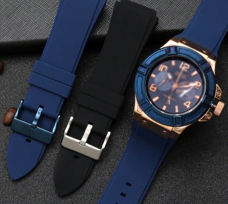 Guess Rigor Blue Dial Blue Silicone Strap Watch For Men - W0247G3