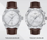 Tissot PR 100 Sport Silver Dial Brown Leather Strap Watch For Men - T101.610.16.031.00