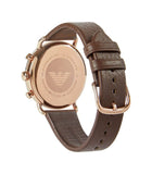 Emporio Armani Aviator Grey Dial Brown Leather Strap Watch For Men - AR11106