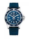 Breitling Superocean II 44mm Blue Dial Blue Rubber Strap Watch for Men - A17392D8/C910/158S/A20SS.1