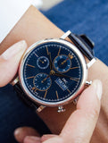 IWC Portofino Chronograph Blue Dial Black Leather Strap Watch for Men - IW391035