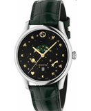 Gucci G-Timeless Black Dial Green Leather Strap Unisex Watch - YA126326