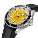 Breitling Superocean Automatic 42mm Yellow Dial Black Rubber Strap Watch for Men - A17375211/1S1