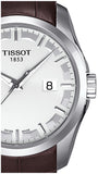 Tissot T Classic Couturier Chronograph White Dial Brown Leather Strap Watch For Men - T035.410.16.031.00